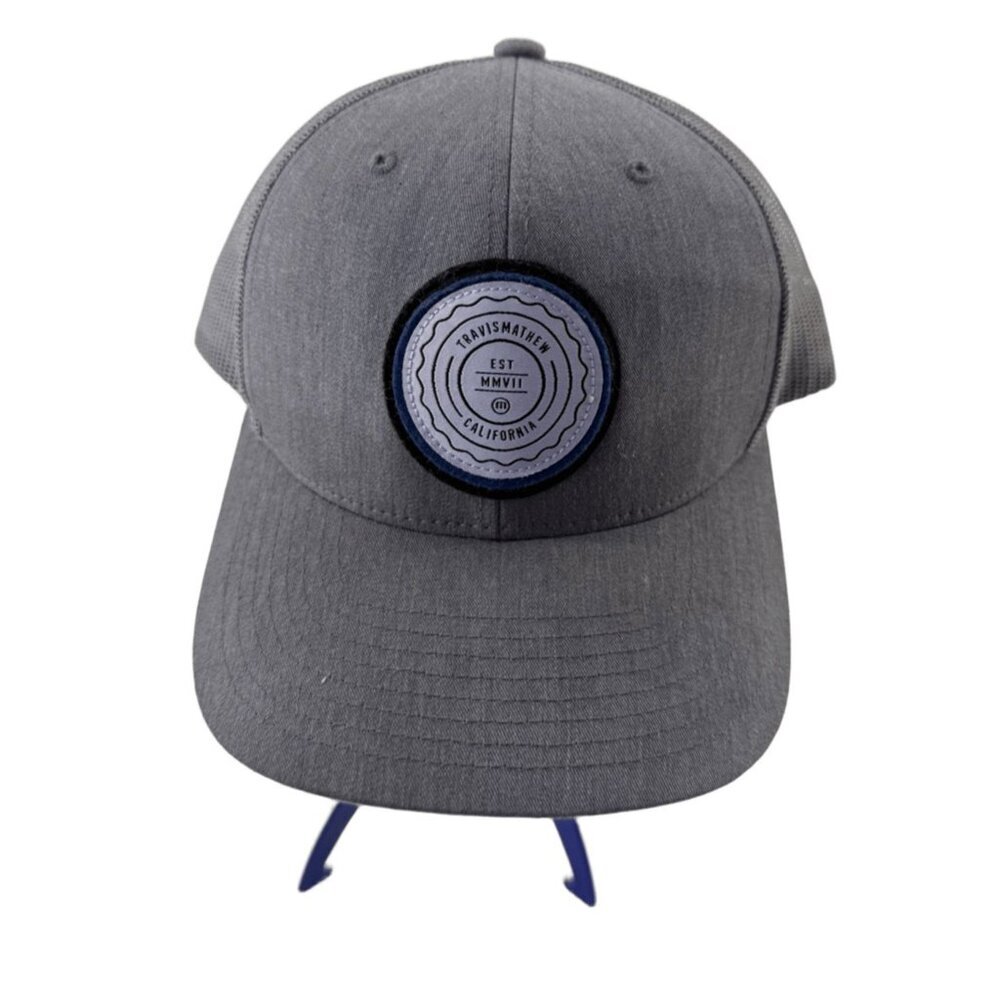 Travis Mathew Mens Golf Snapback Hat Blue Grey Mesh